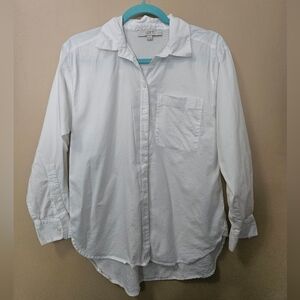 Loft Women's Size Petite XS White Botton Down Shirt Cotton Blend